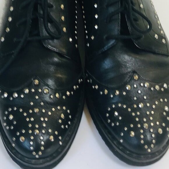 Michael Kors Oxford Studs Leather Lace Up Shoes Grommets Flats Booties Wedge 7 - Picture 8 of 15